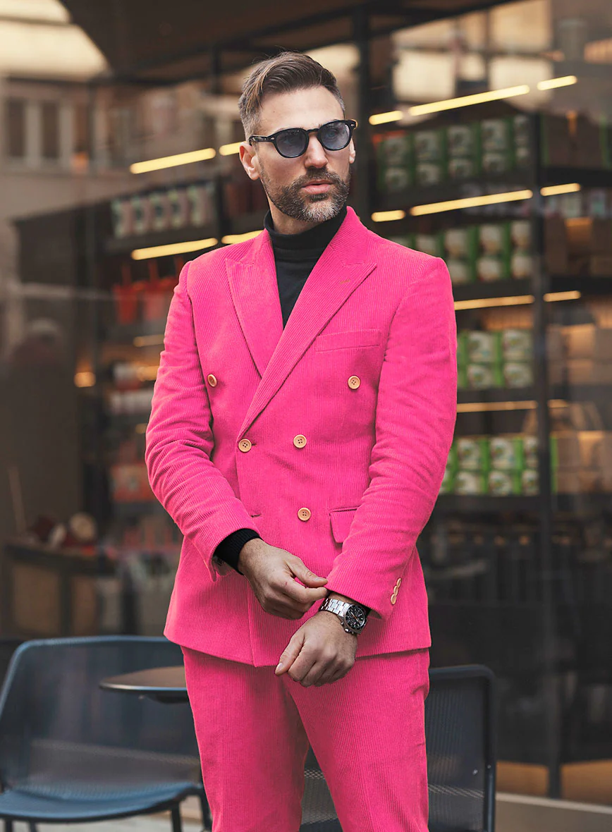 Fusica Pink Corduroy Double Breasted Jacket - Image 2