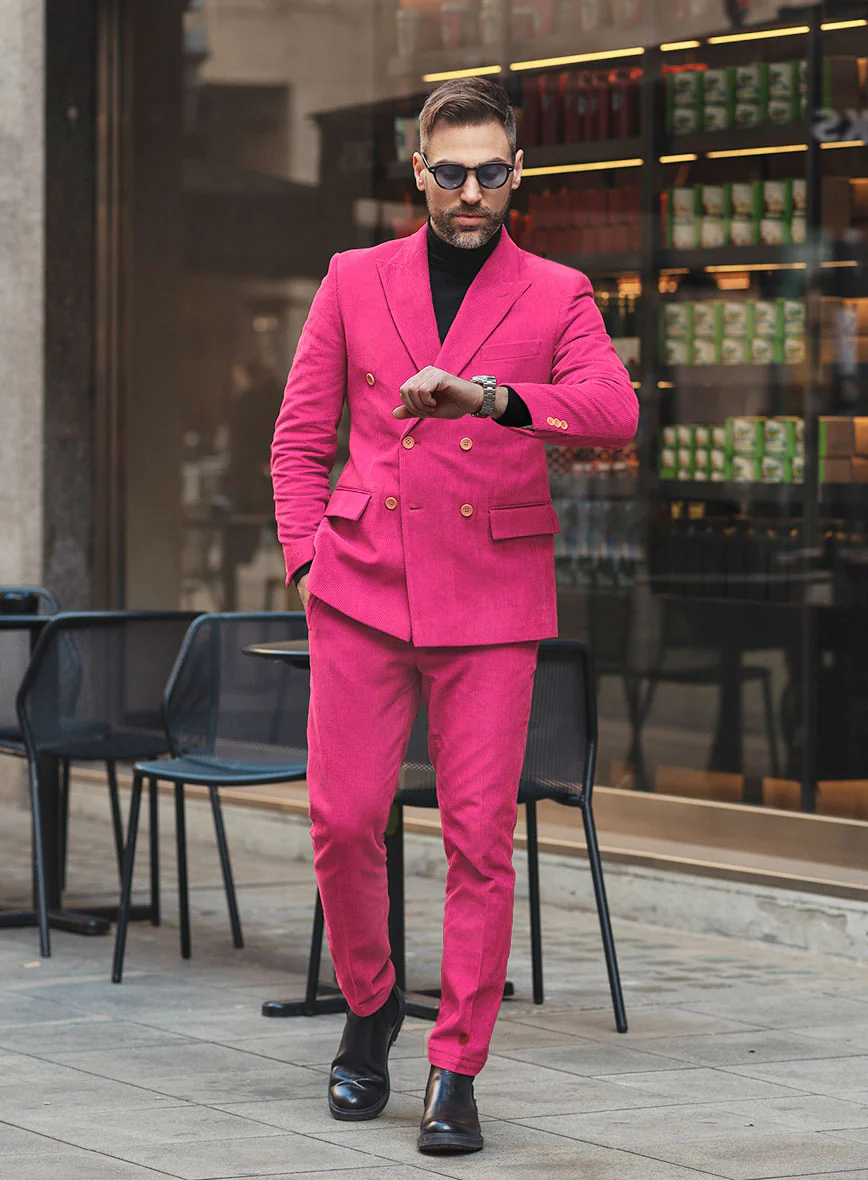Fusica Pink Corduroy Double Breasted Suit - Image 2