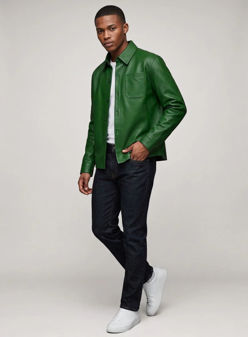 Galactic Brazil Green Leather Shirt - Image 2