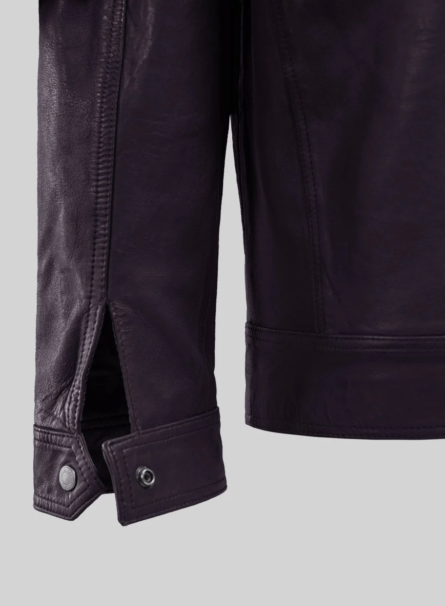 Galeforce Purple Biker Leather Jacket - Image 2