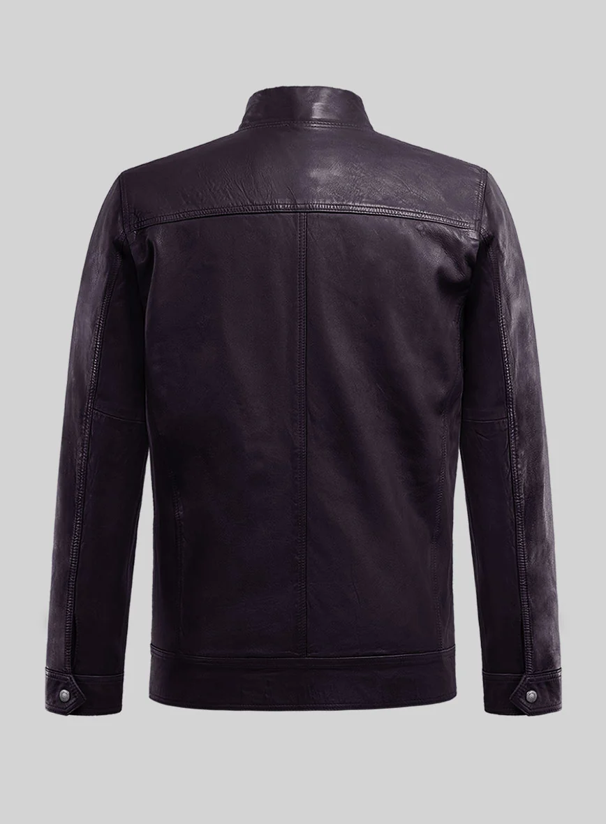 Galeforce Purple Biker Leather Jacket - Image 3