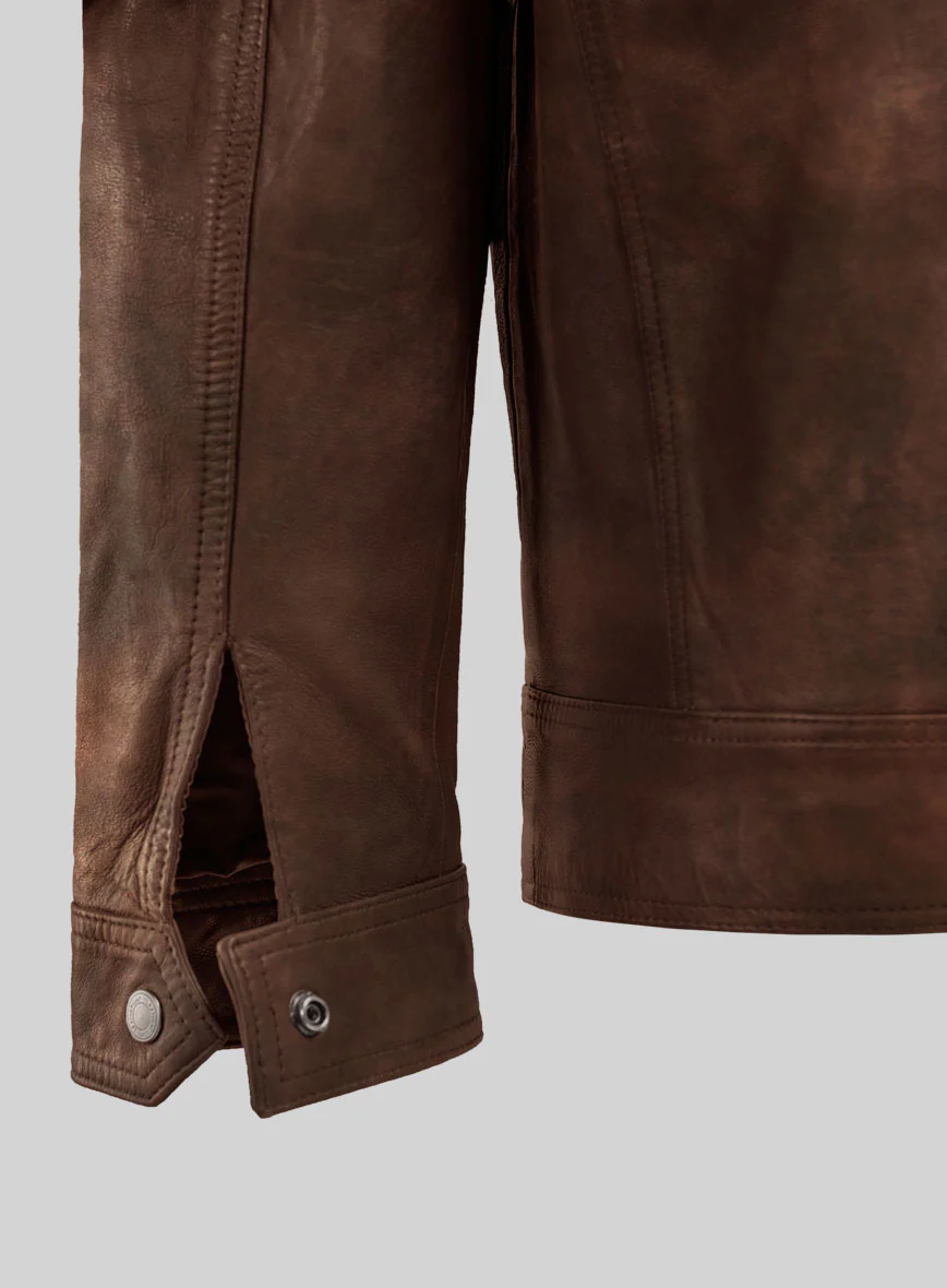 Galeforce Spanish Brown Biker Leather Jacket - Image 2