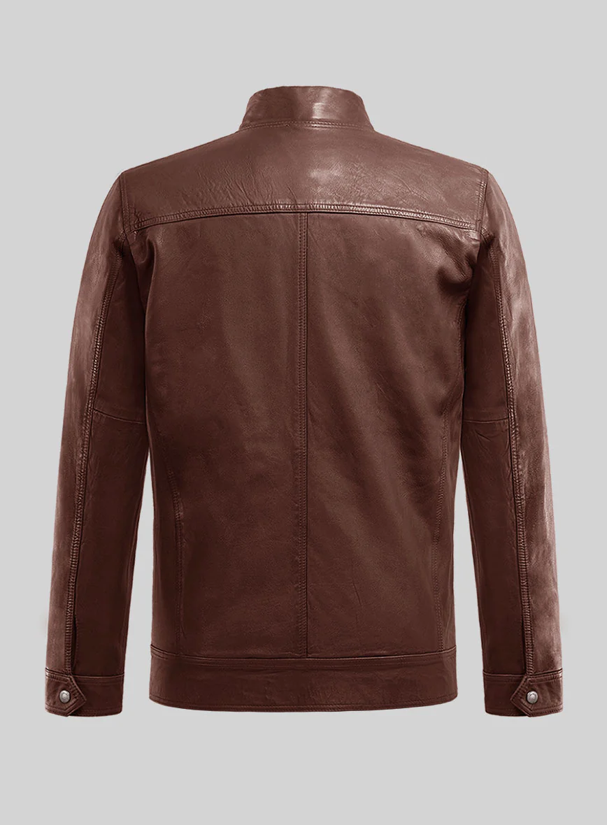 Galeforce Tan Biker Leather Jacket - Image 3