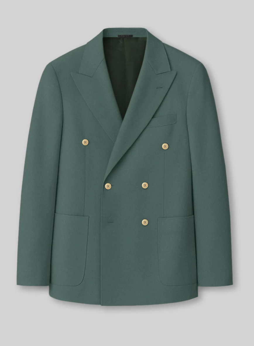 White Gallo Green Cotton Double Breasted Suit - Image 2