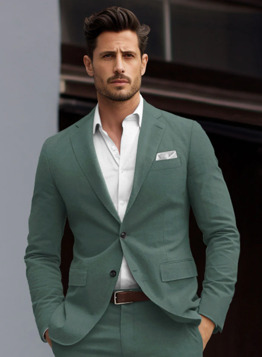 Gallo Green Stretch Chino Suit - Image 3