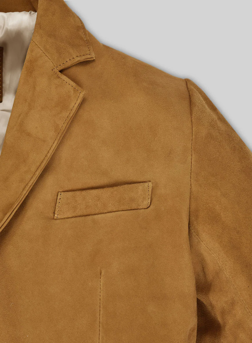 Ginger Brown Suede Leather Blazer - Image 2