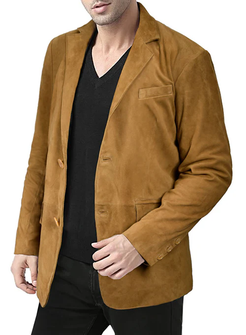 Ginger Brown Suede Leather Blazer - Image 5