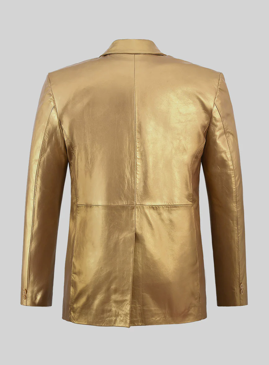 Gold Leather Blazer - Image 2