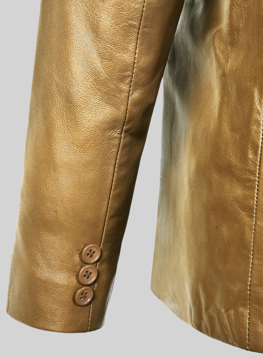 Gold Leather Pea Coat - Image 2