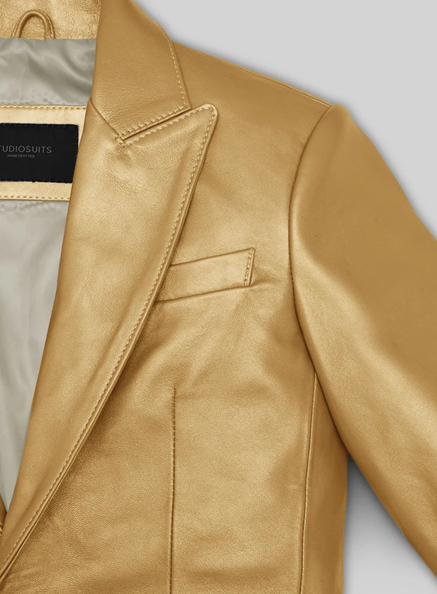 Golden Catwalk Leather Blazer # 2 - Image 4