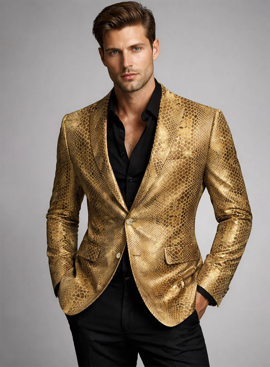 Golden Python Leather Blazer - Image 2