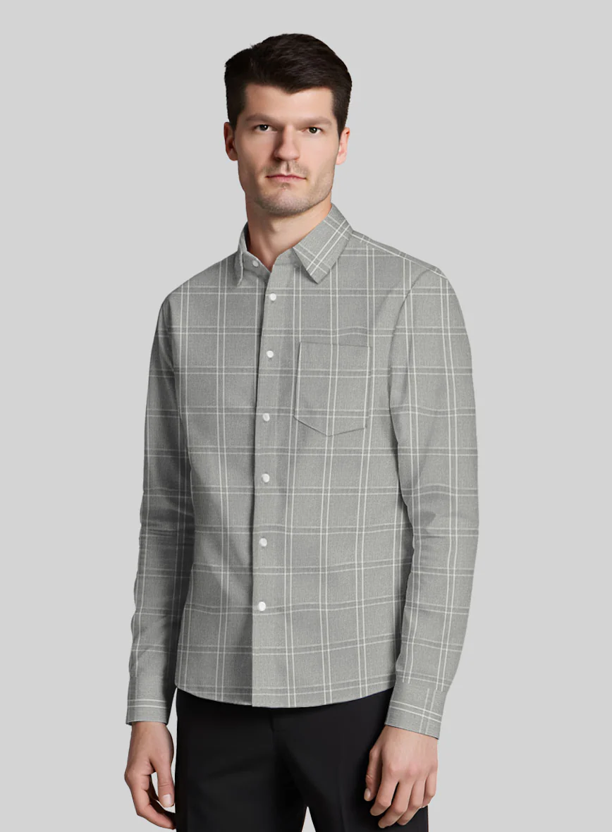 Graphite Grid Cotton Lycra Shirt - Image 2