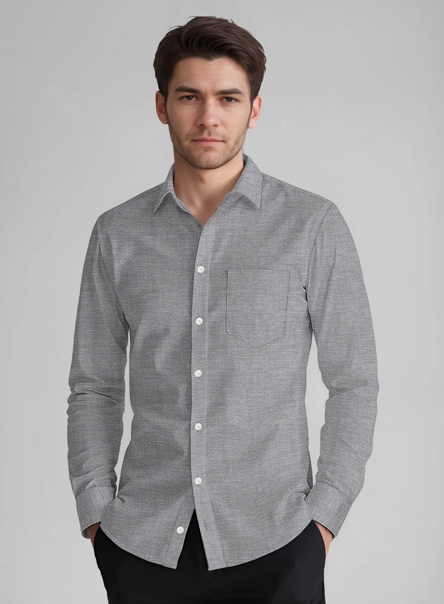Graphite Oxford Cotton Lycra Shirt - Image 2