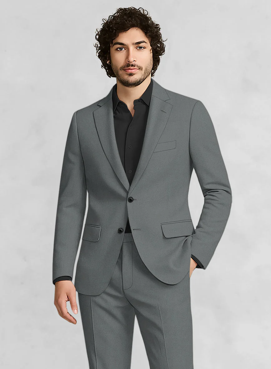 Gray Cotton Power Stretch Chino Jacket - Image 2