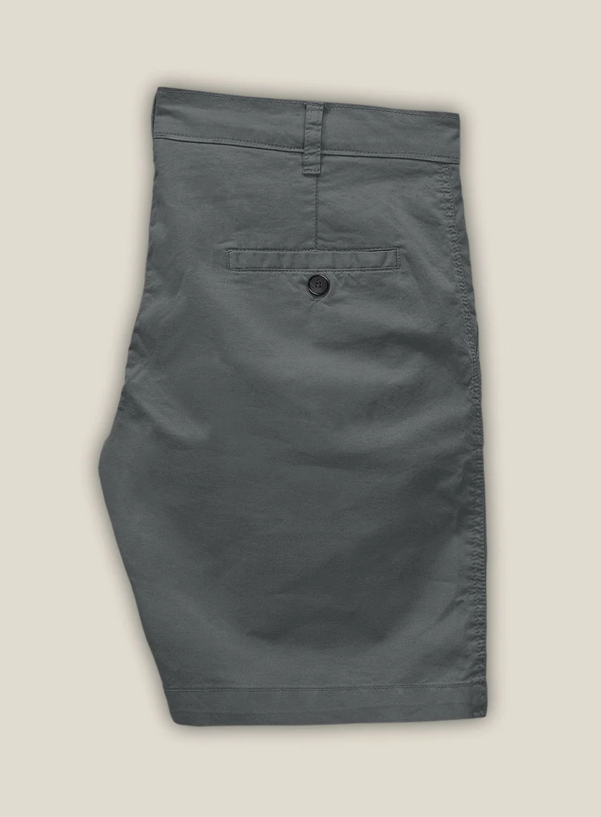 Gray Cotton Power Stretch Chino Shorts - Image 2