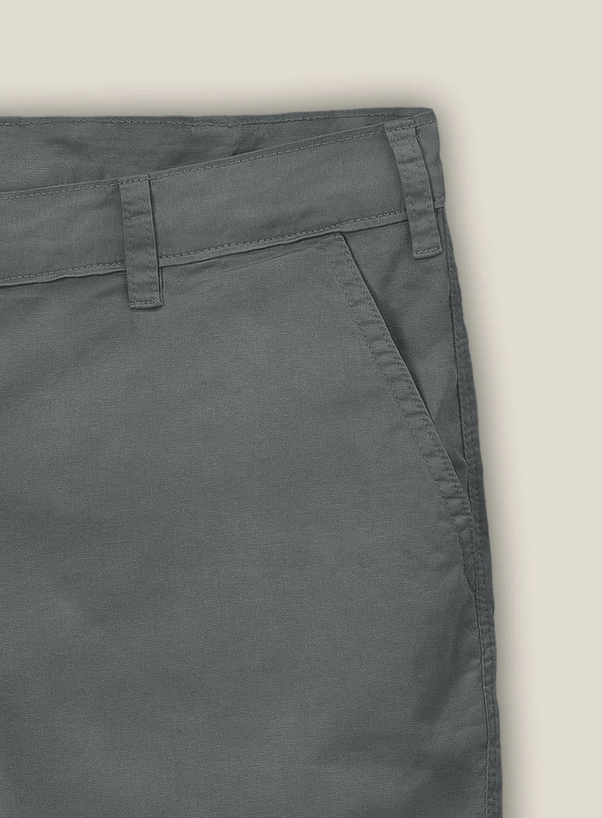Gray Cotton Power Stretch Chino Shorts - Image 3