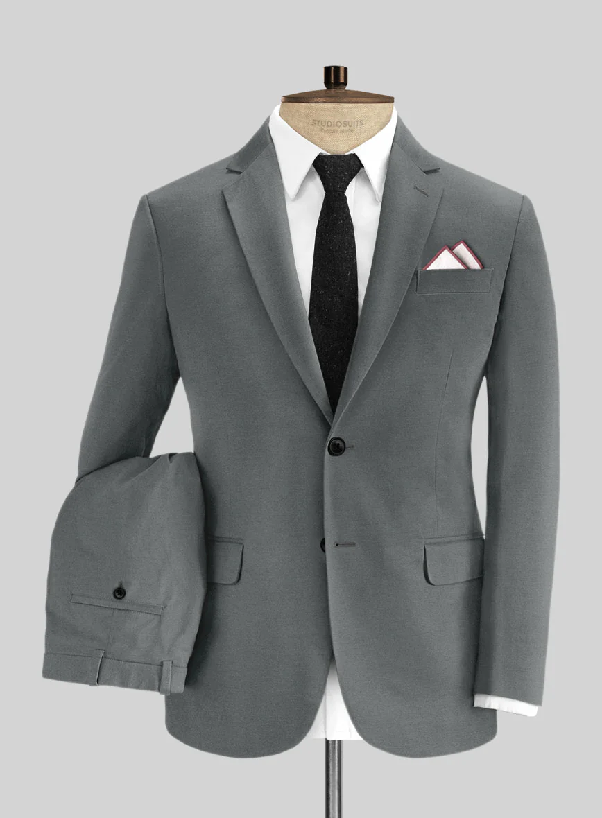 Gray Cotton Power Stretch Chino Suit - Image 2