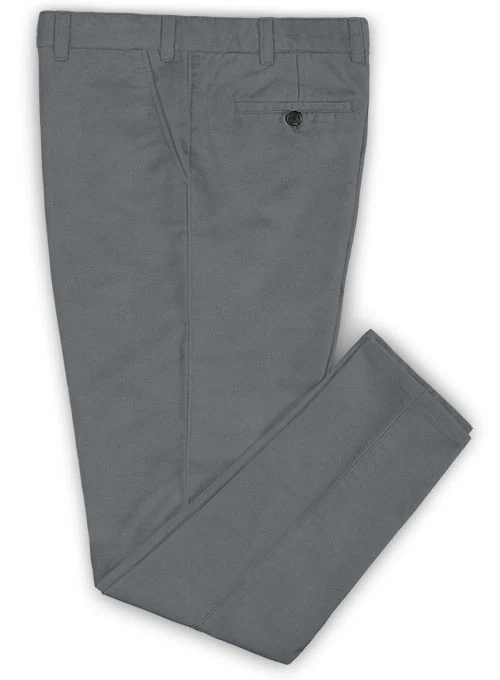 Washed Gray Feather Cotton Canvas Stretch Chino Pants - Image 2