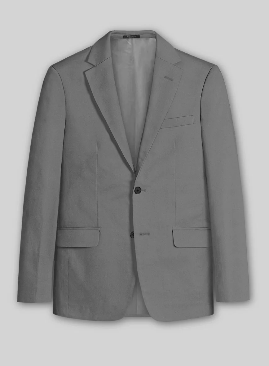 Gray Feather Cotton Canvas Stretch Suit - Image 2