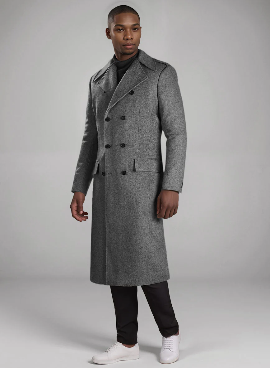 Gray Heavy Tweed GQ Style Overcoat II - Image 2