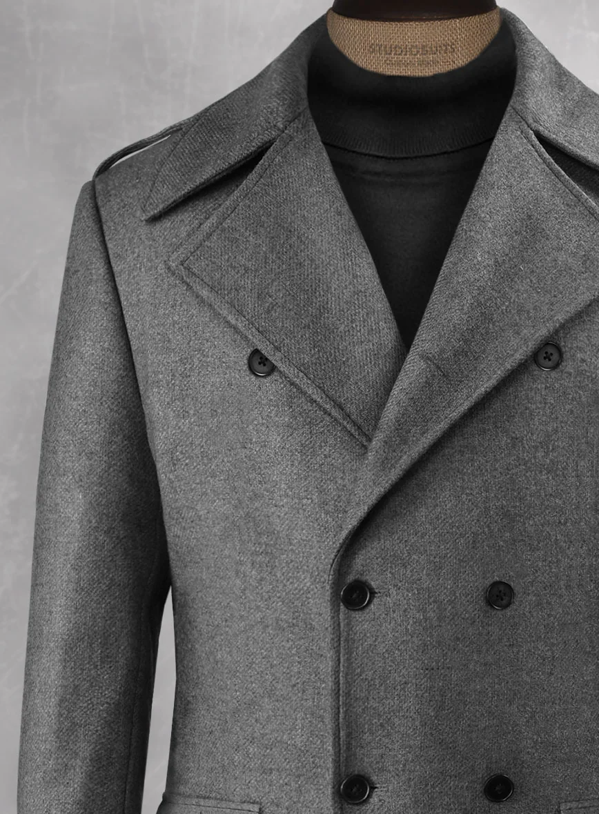 Gray Heavy Tweed GQ Style Overcoat II - Image 3