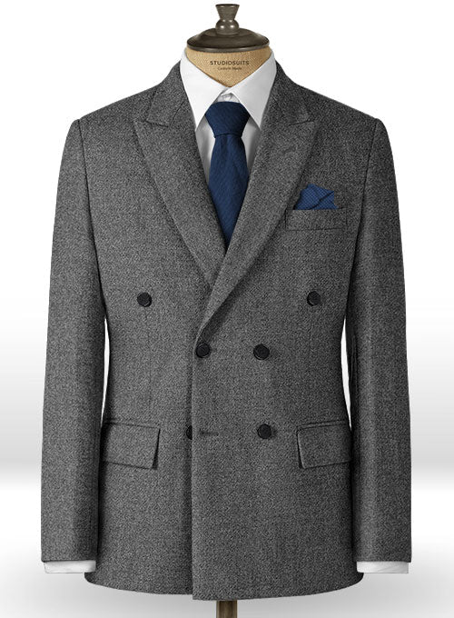 Gray Heavy Tweed Double Breasted Suit - Image 2