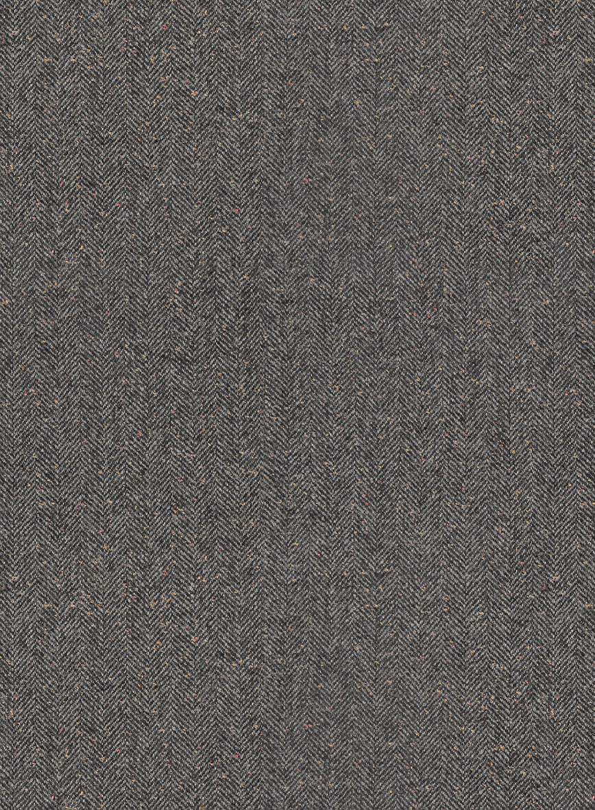 Gray Herringbone Flecks Donegal Tweed Pea Coat - Image 3
