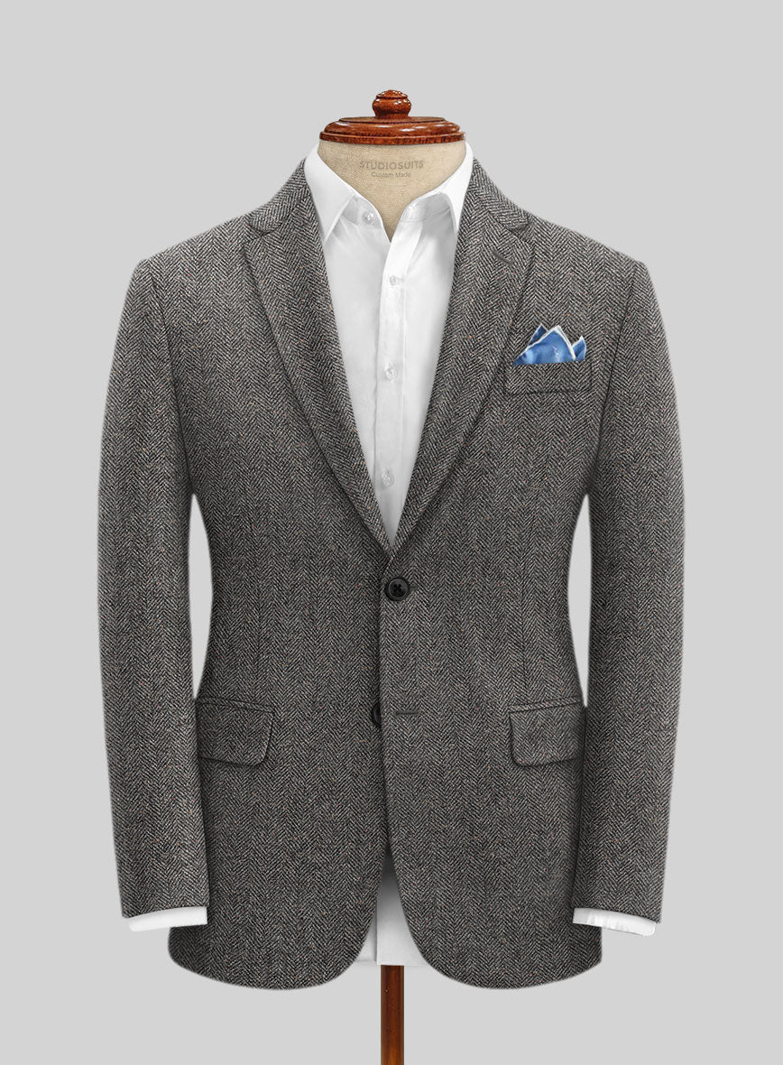 Gray Herringbone Flecks Donegal Tweed Suit - Image 3