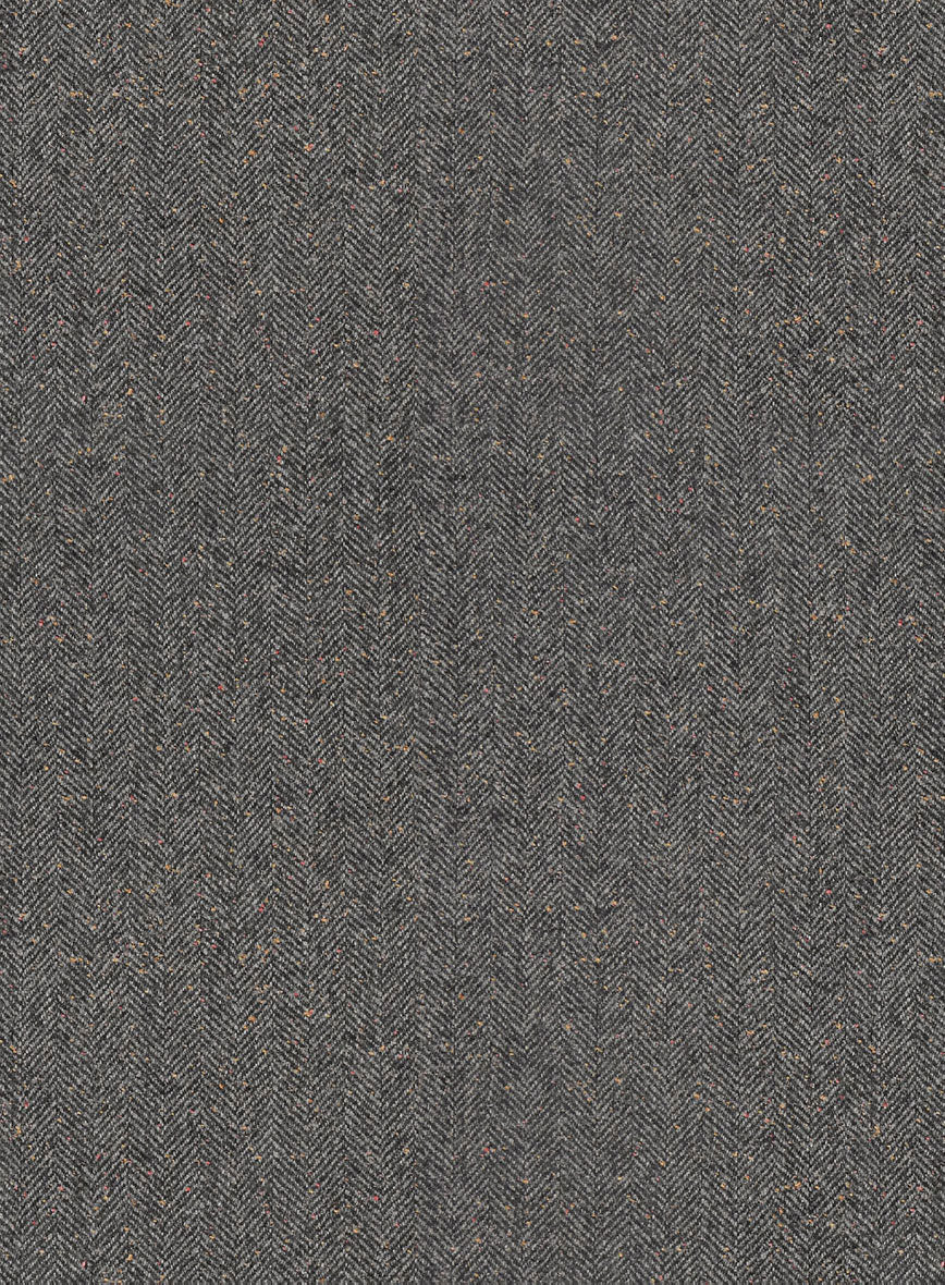 Gray Herringbone Flecks Donegal Tweed Double Breasted Suit - Image 4