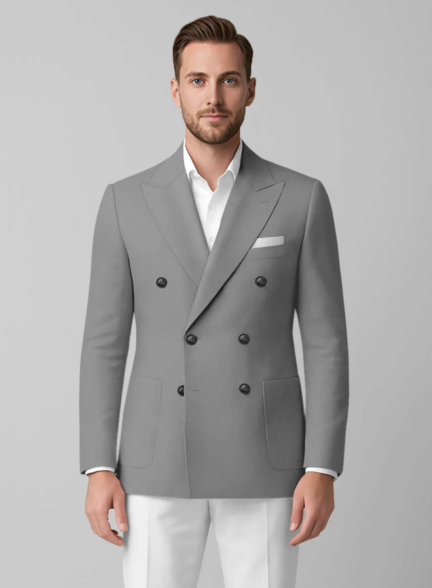 Gray Stretch Chino Double Breasted Jacket - Image 2