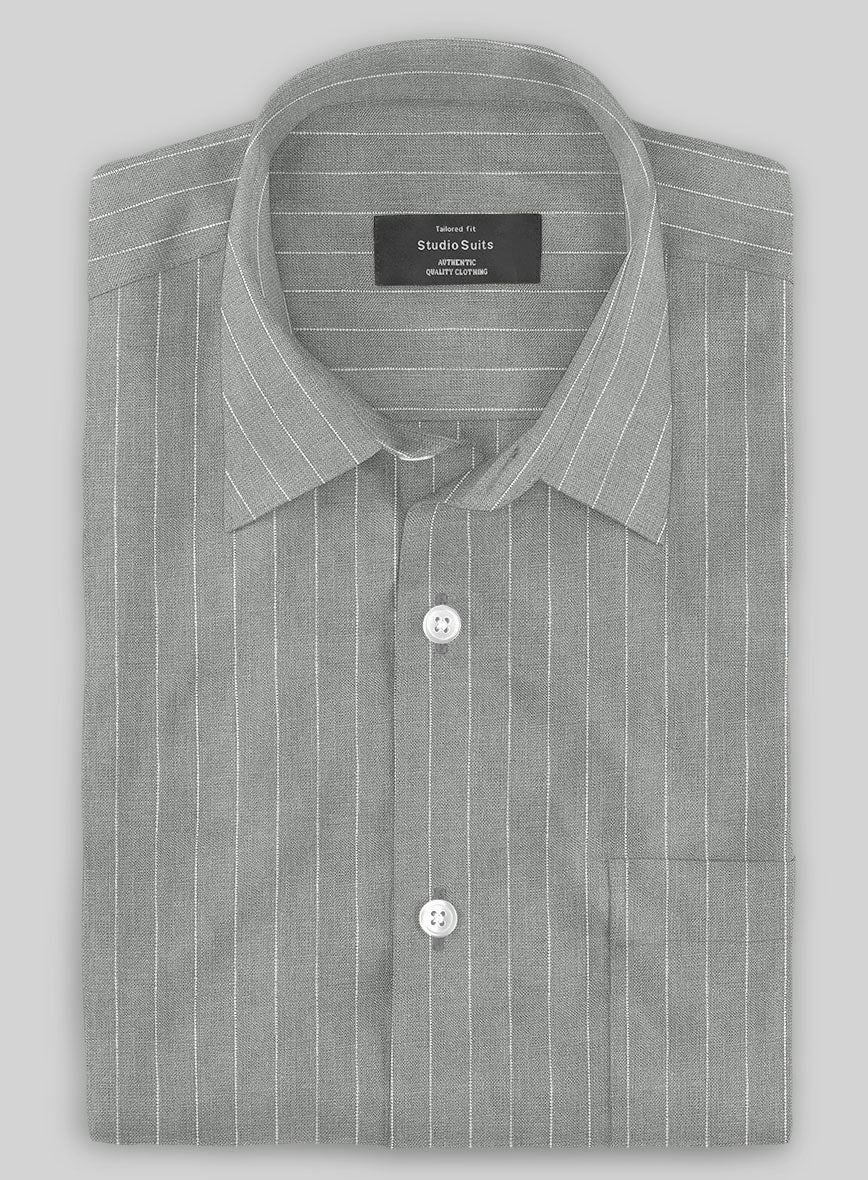 Gray Stripe Linen Shirt - Image 2