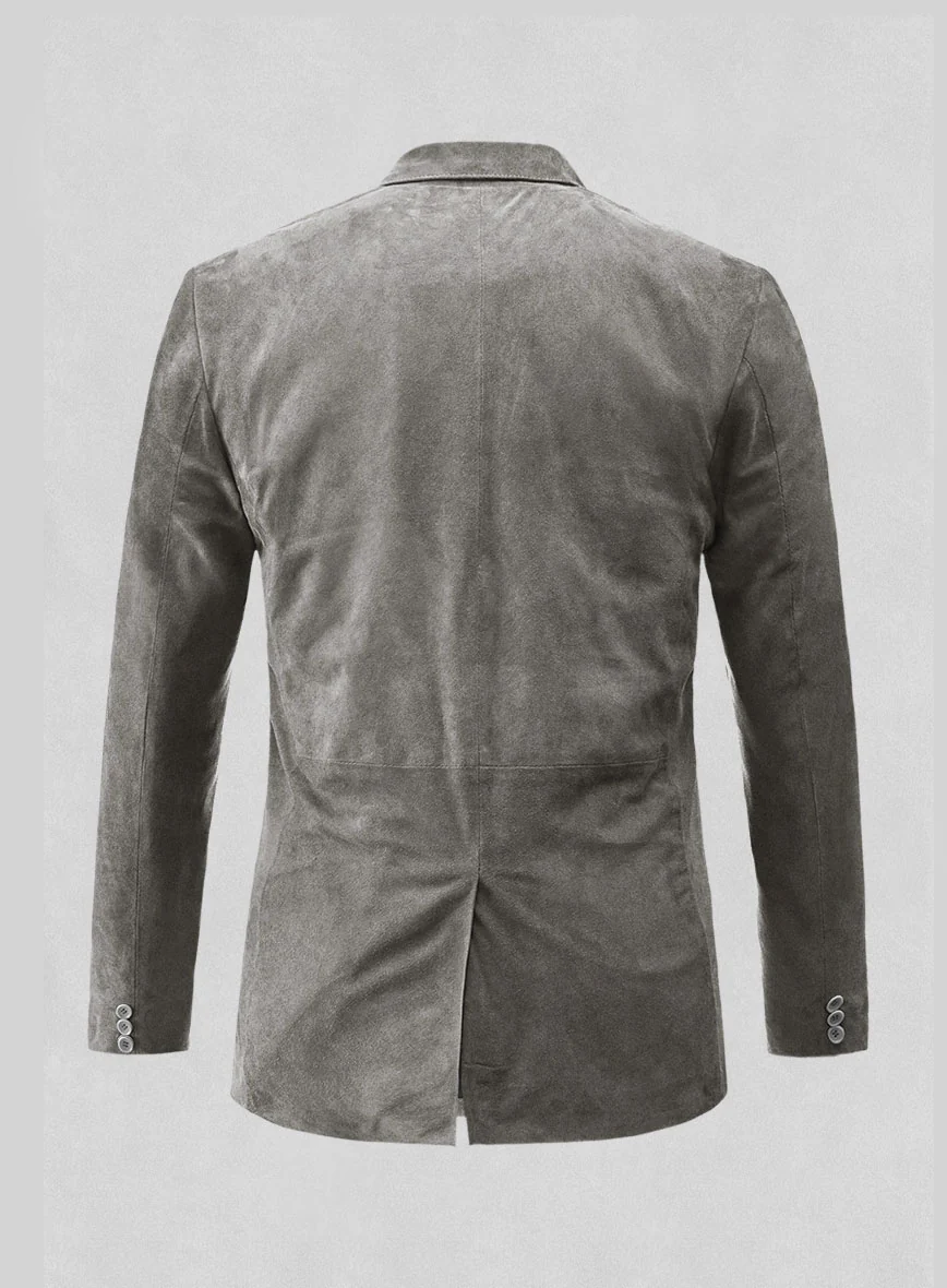 Gray Suede Leather Blazer - Image 2