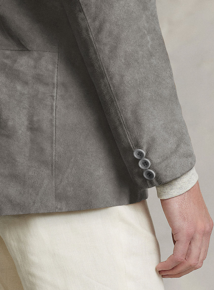Gray Suede Leather Blazer - Image 3