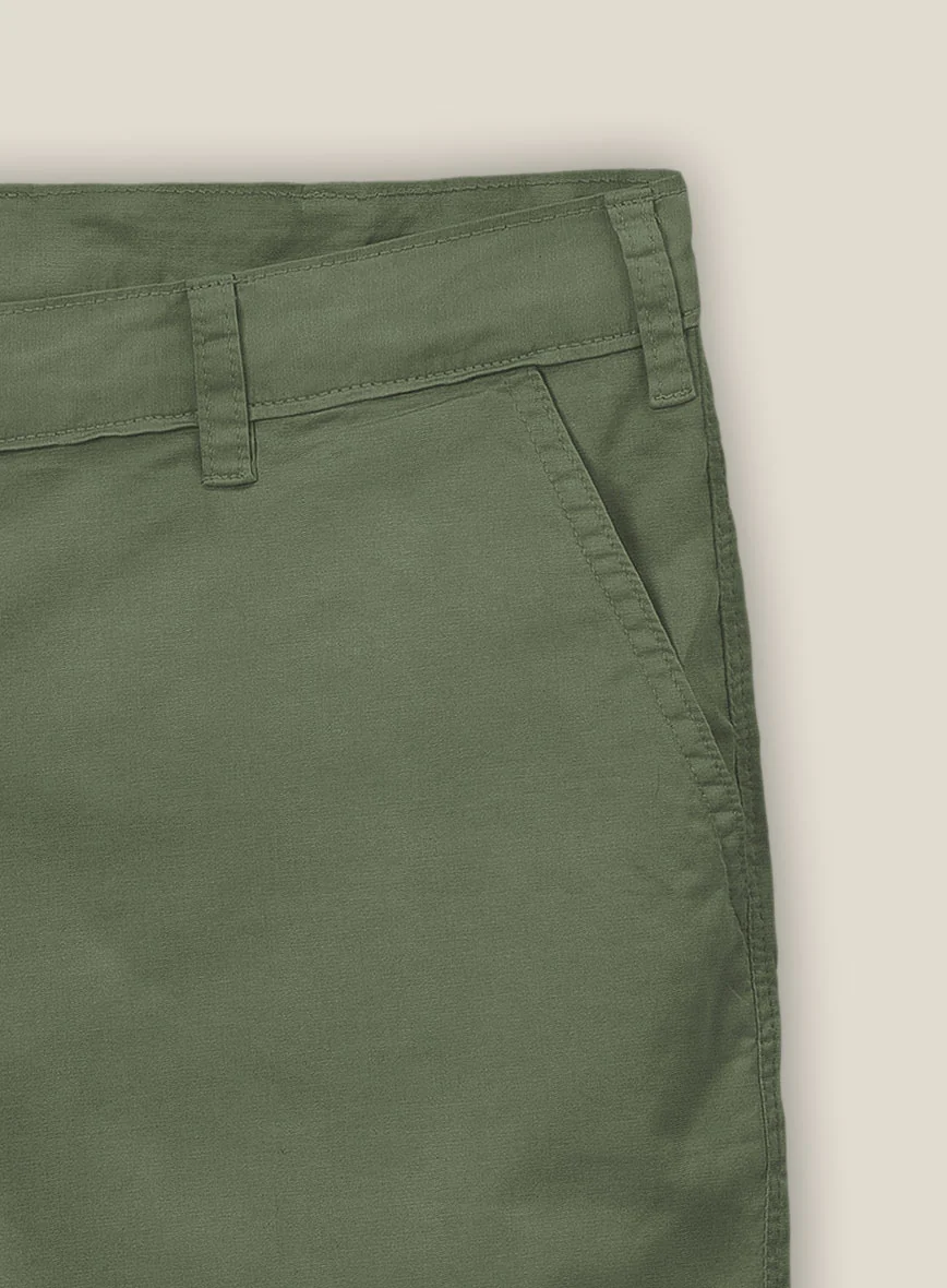 Green Cotton Power Stretch Chino Shorts - Image 2