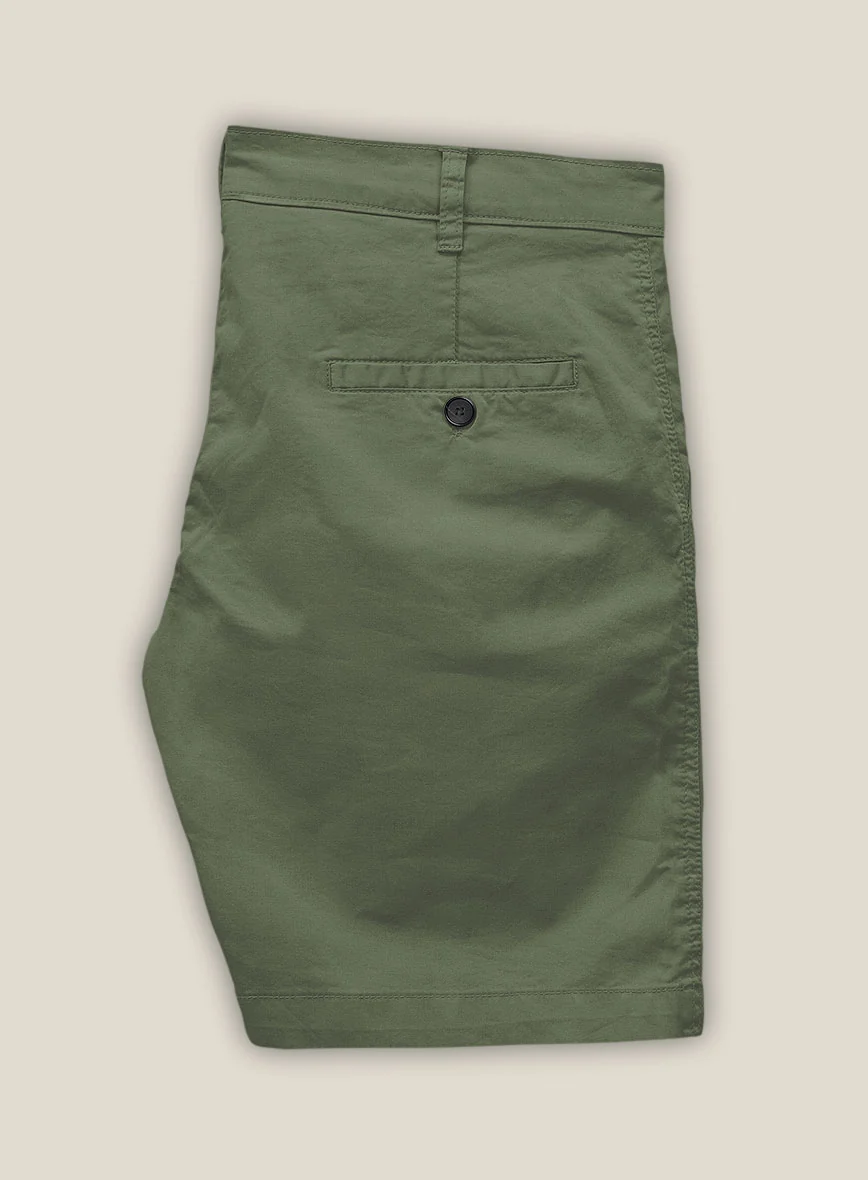 Green Cotton Power Stretch Chino Shorts - Image 3