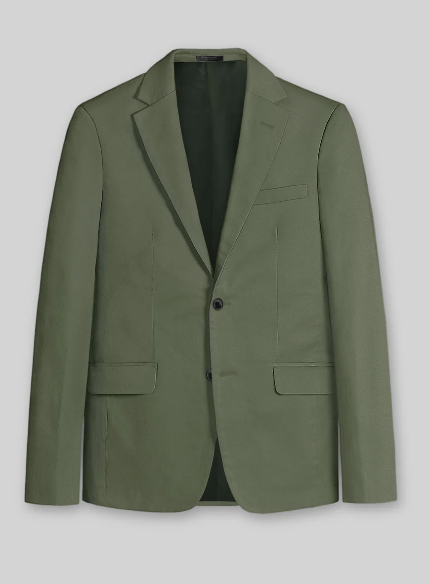 Green Cotton Power Stretch Chino Suit - Image 4