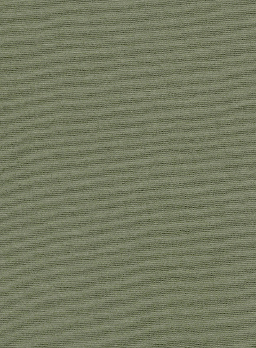 Washed Green Feather Cotton Canvas Stretch Chino Pants - Image 4