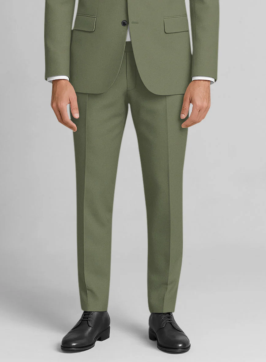 Green Feather Cotton Canvas Stretch Pants - Image 2