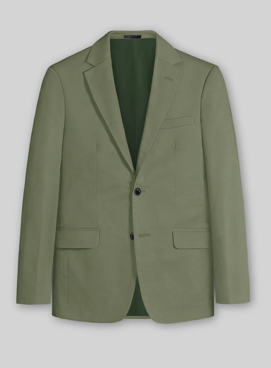 Green Feather Cotton Canvas Stretch Suit - Image 2