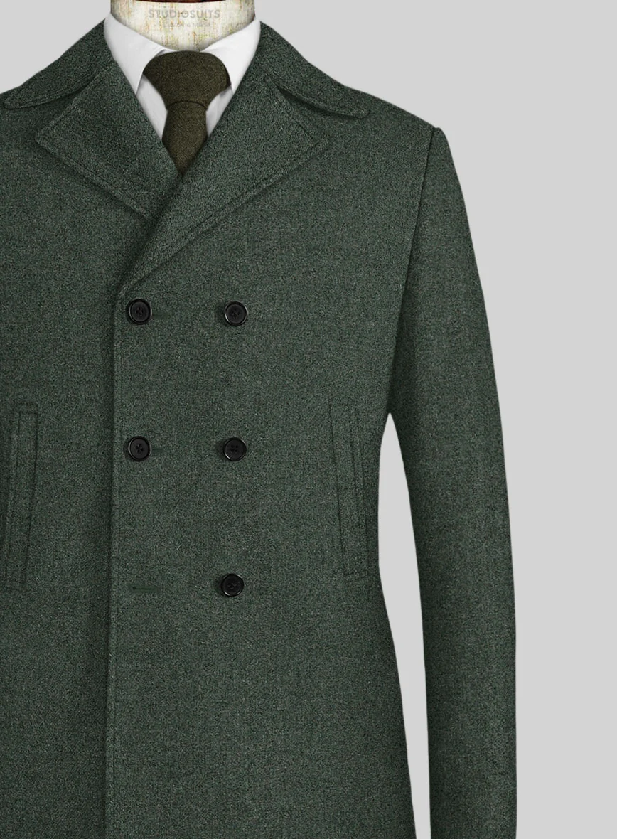 Green Heavy Tweed Pea Coat - Image 2