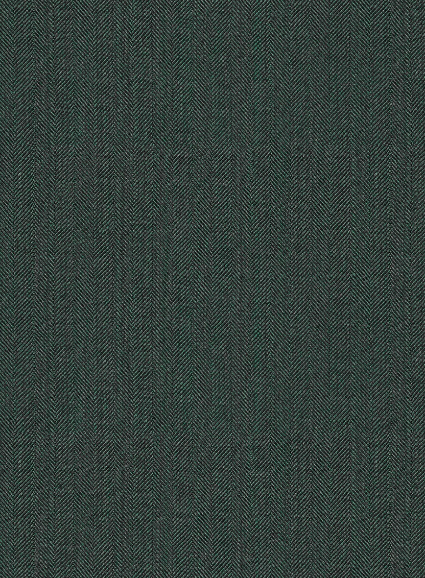 Green Herringbone Wool Pants - Image 3