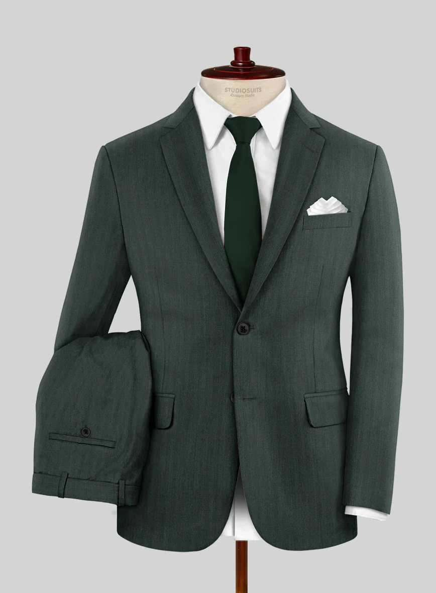 Green Herringbone Wool Suit - Image 2