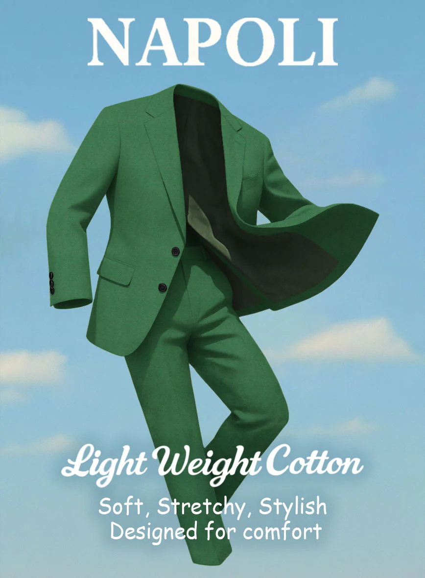 Green Napoli Stretch Light Weight Cotton Pants - Image 4