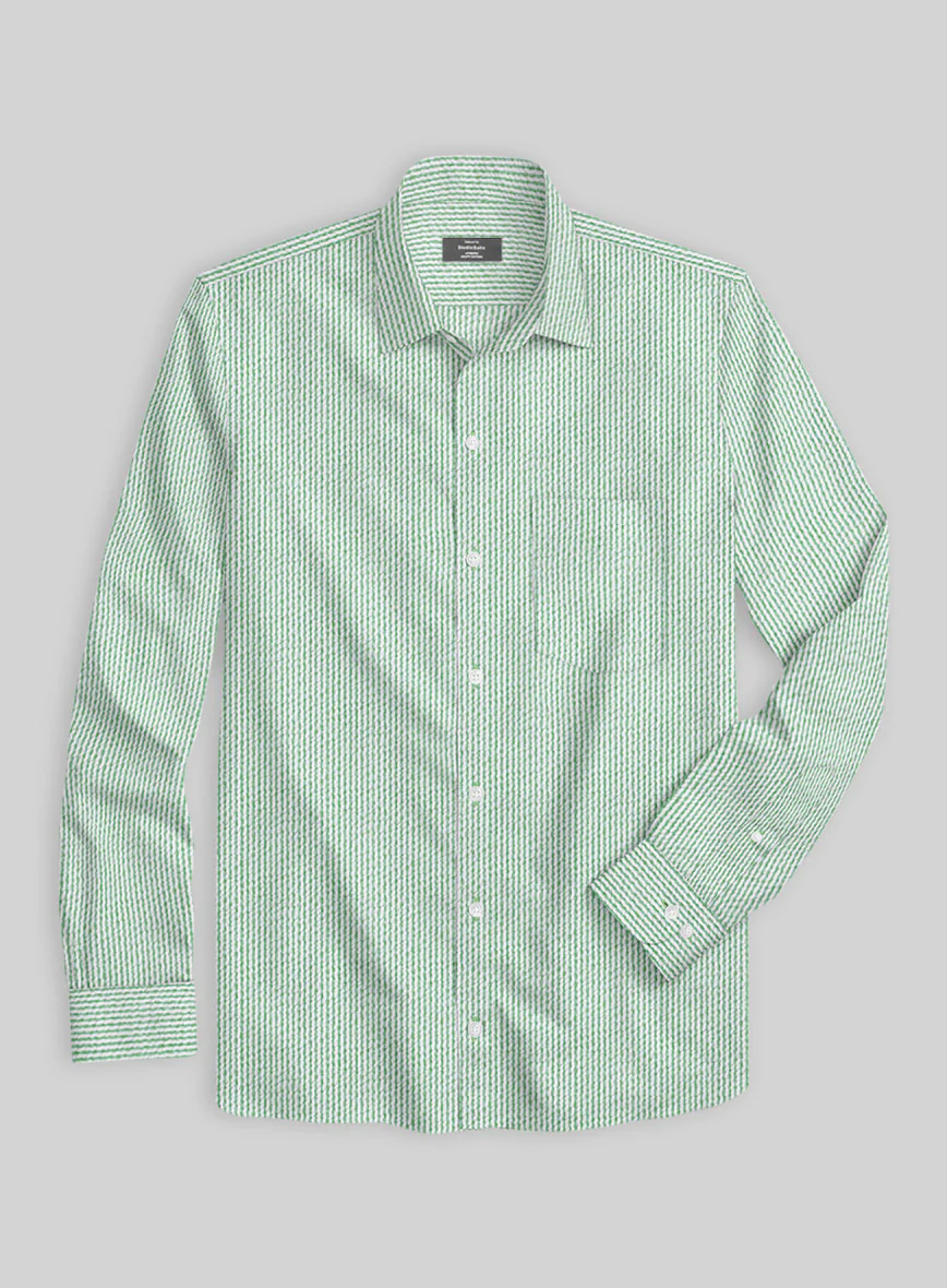 Green Seersucker Cotton Shirt - Image 2
