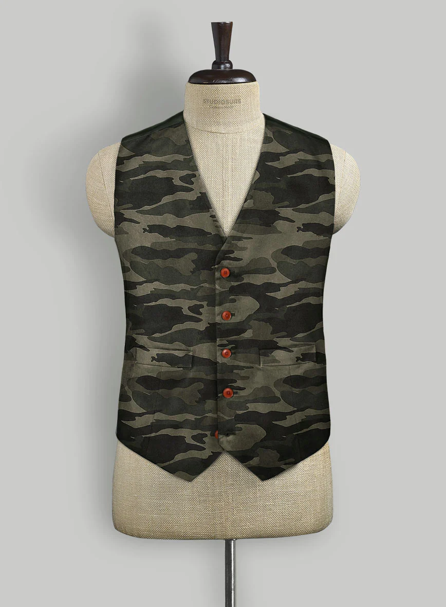 Green Stretch Camo Waist Coat - Image 2