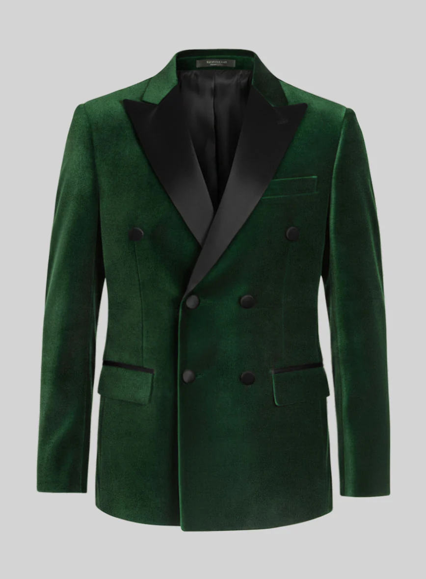 Green Velvet Double Breasted Tuxedo Suit - Image 2