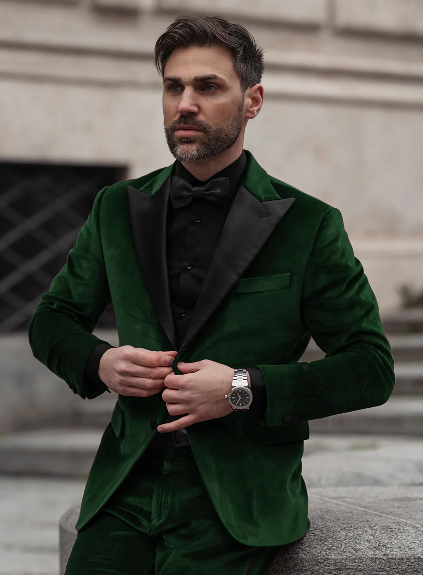 Green Velvet Tuxedo Jacket - Image 3