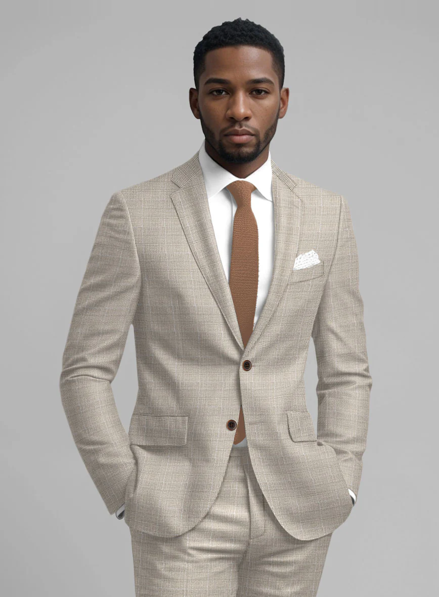 Guabello Beige Prince Of Wales Suit - Image 3