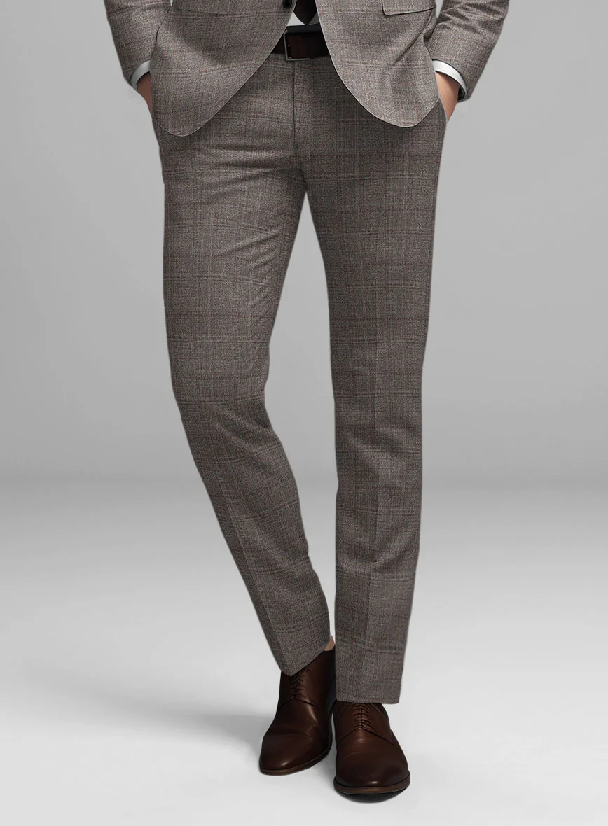 Guabello Brown Windowpane Pants - Image 2