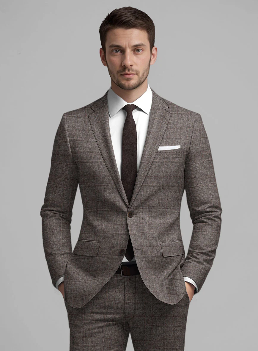 Guabello Brown Windowpane Suit - Image 3